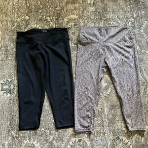 Set Of 2 Varley Montero Leopard Cropped & Black Leggings Small/Medium